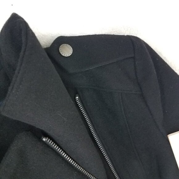 NEW French Connection Size XS Asymmetrical Zipper Tulip Hem Wool Coat in Black - Picture 6 of 12